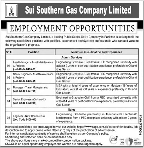 SSGC Jobs 2025 Advertisement – Apply Online for Government Jobs