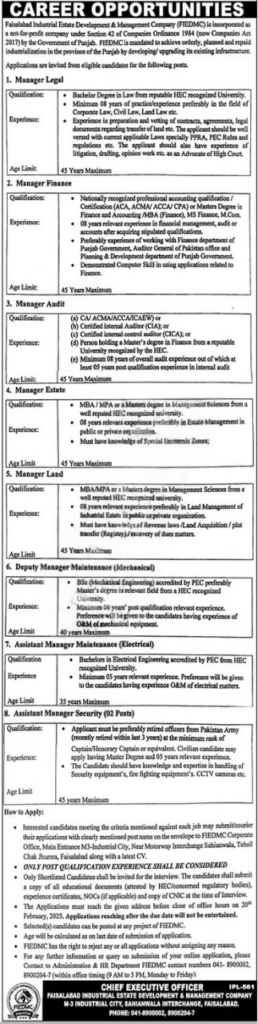 FIEDMC Jobs 2025 advertisement with vacancies and application details.