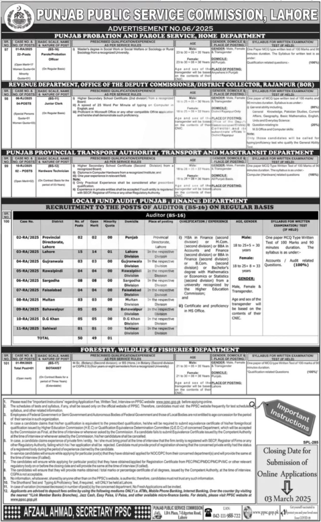 Government Jobs in Punjab – PPSC Careers 2025