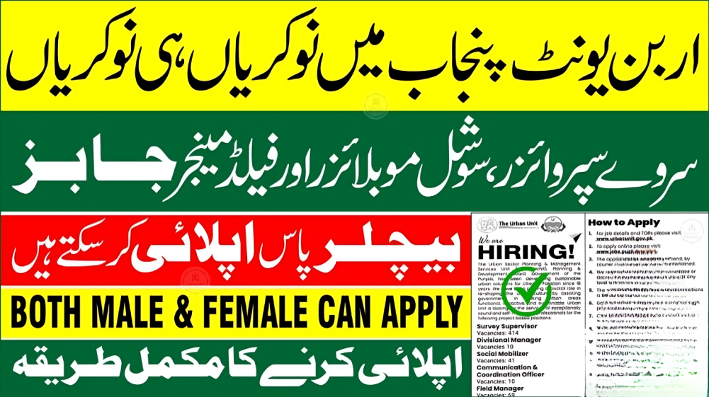 Survey Supervisor and Divisional Manager vacancies in Urban Unit Lahore