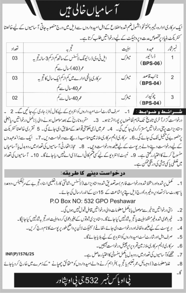 Govt KPK Job Advertisement 2025