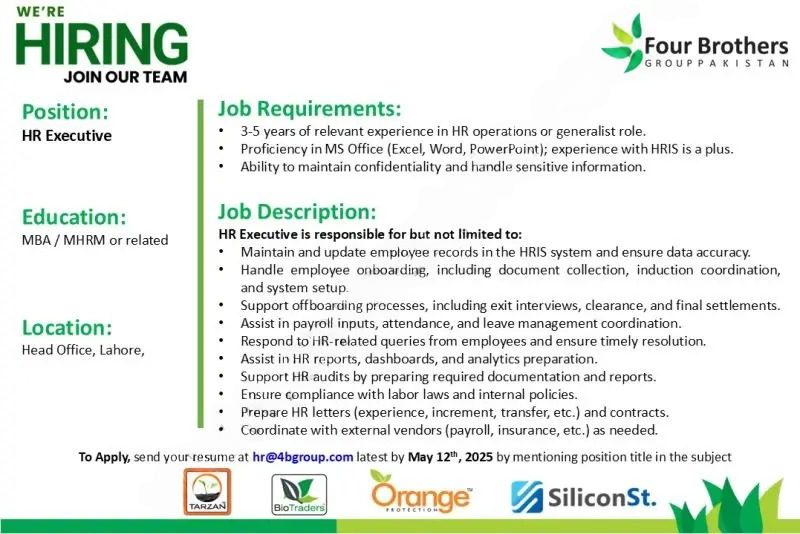 Job Description Snapshot – Four Brothers Group HR Role