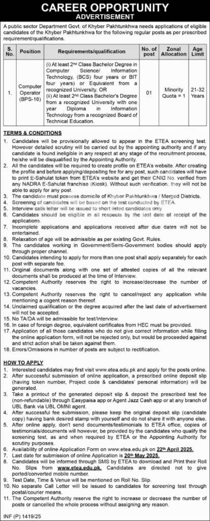 ETEA Online Application Guide for KPK Jobs 2025