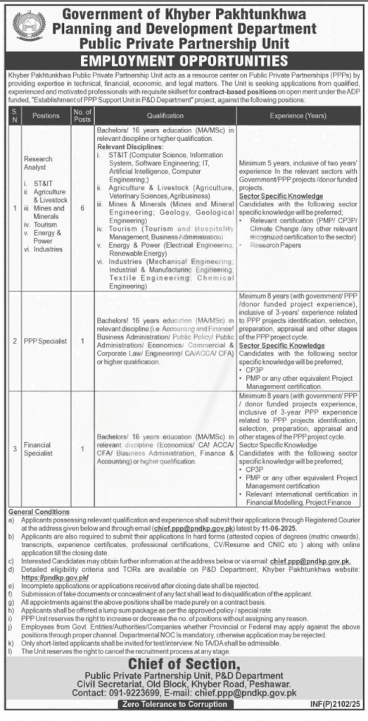 Public Private Partnership KPK Jobs 2025 Advertisement