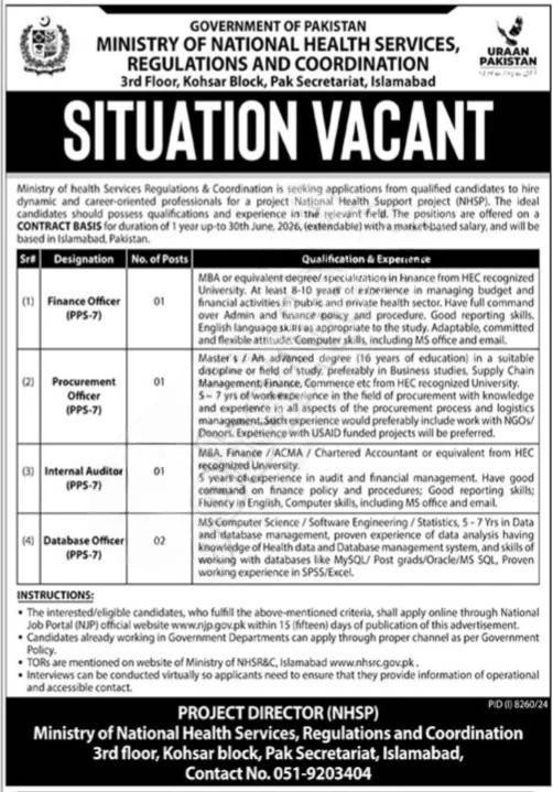 Ministry of National Health Services Jobs