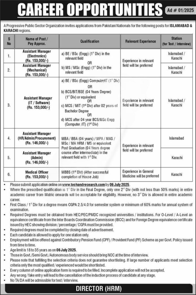 Assistant Manager Electronics Job 2025 Islamabad