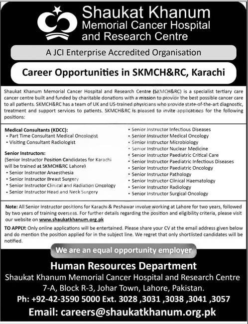 Shaukat Khanum Hospital Careers 2025 Pakistan