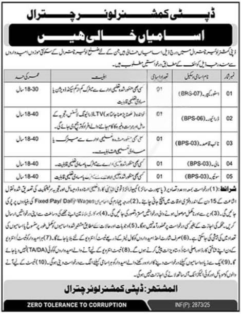 Deputy Commissioner Office Lower Chitral Jobs 2025 – Latest Advertisement Apply Now