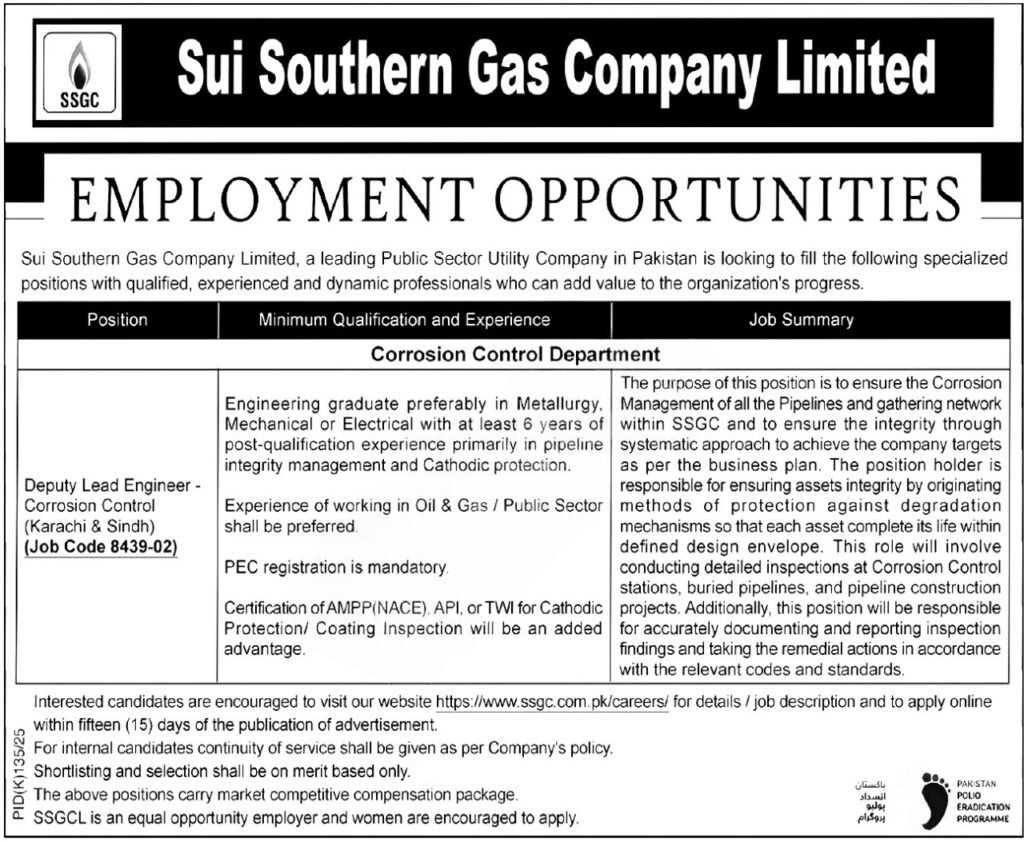 SSGC Jobs 2025 Advertisement – Apply Online