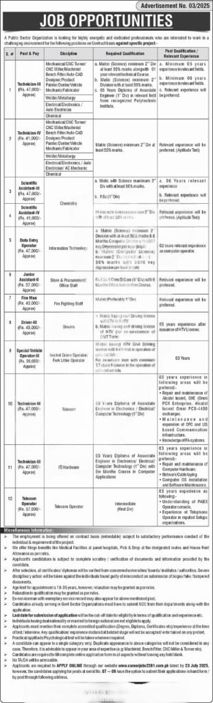 Apply for www.careerjobs2381.com.pk Public Sector Organization Jobs 2025 Online