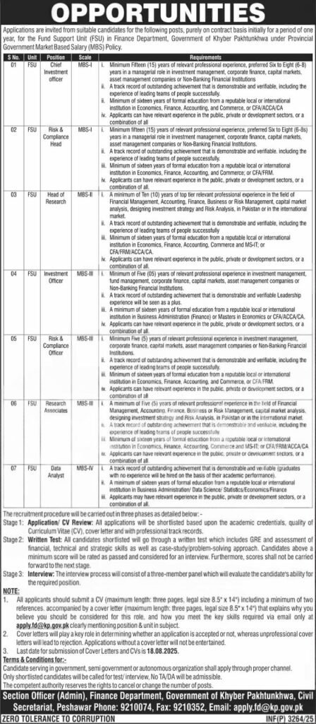 Candidates applying for Finance Department KPK Jobs 2025 in Peshawar under Governance & Policy Project