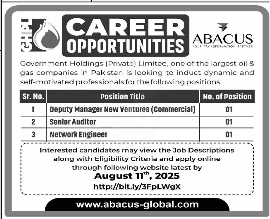 Professionals applying online for GHPL Pakistan job openings at Government Holdings Private Limited Islamabad