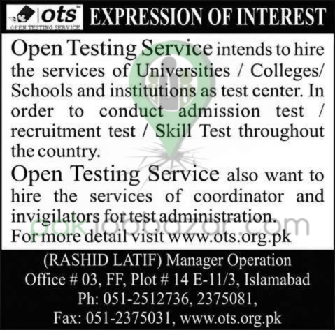 OTS Invigilator Jobs 2025 – Apply Online Across Pakistan