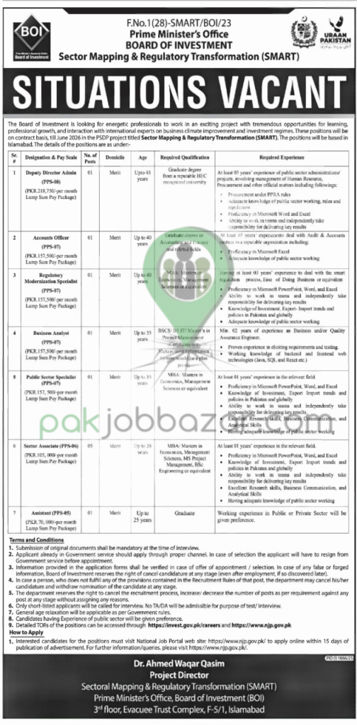 BOI SMART Project Jobs 2025 Advertisement