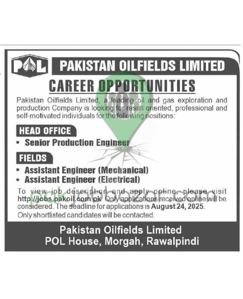 Pakistan Oilfields Limited POL Jobs 2025 – Apply Online