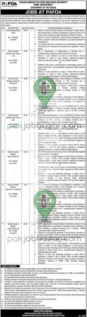 Chief Operating Officer PAFDA Jobs 2025