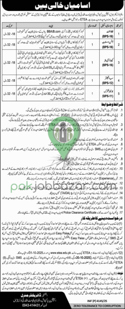 Kailash Valleys Development Authority Jobs 2025 via ETEA