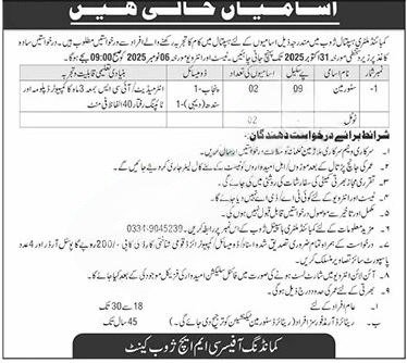 CMH Zhob Cantonment Jobs 2025 Advertisement – Apply Before October 31