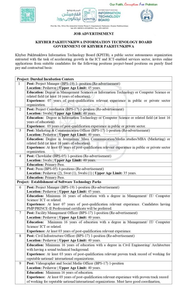 KPITB Head Office in Peshawar – KPITB Jobs 2025 Apply Online via ETEA