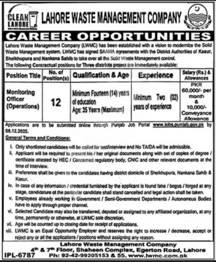 LWMC Jobs 2025 advertisement