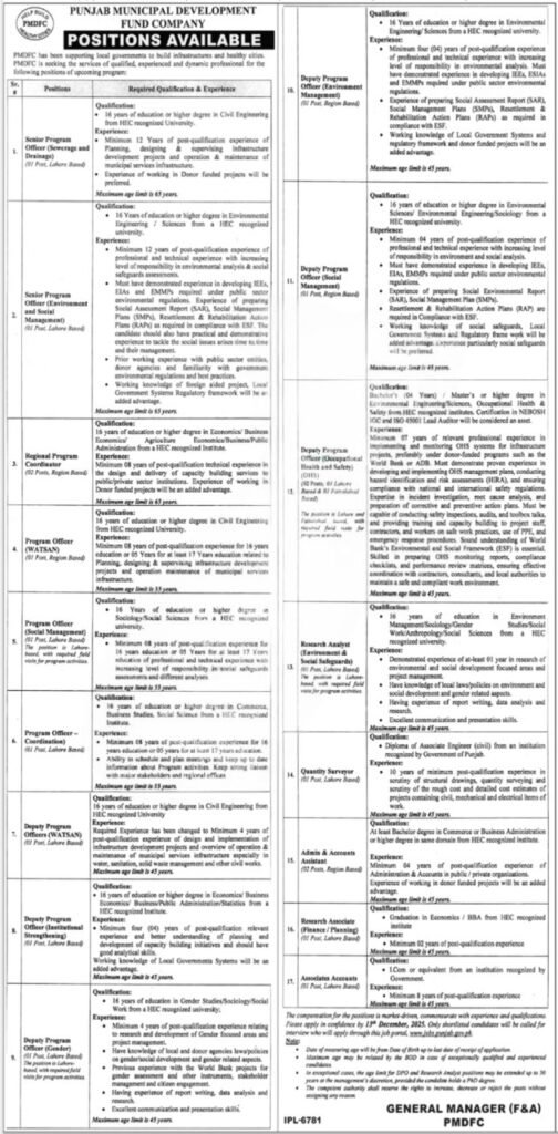 PMDFC Jobs 2025 advertisement