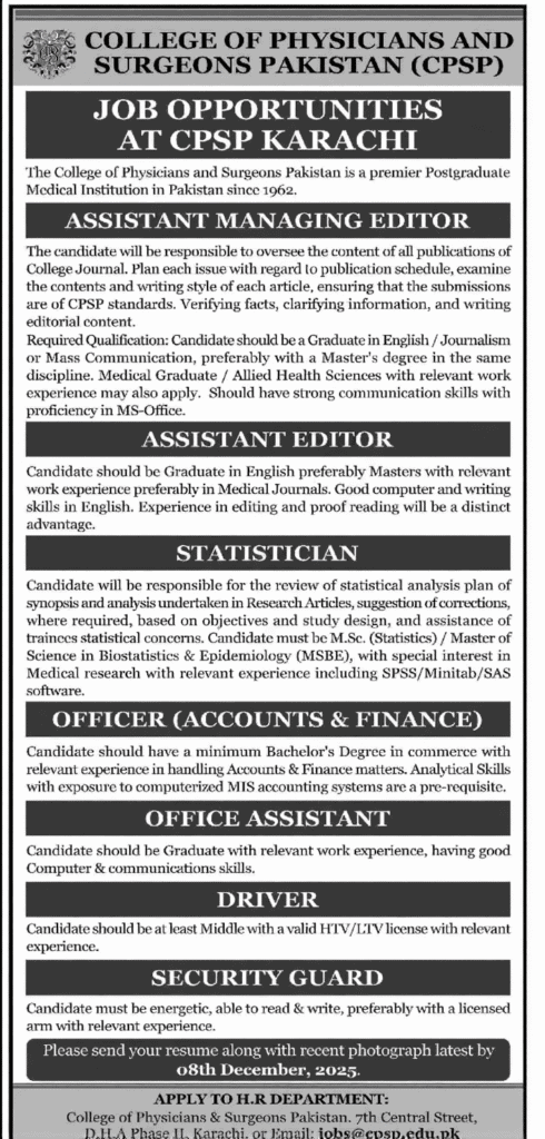 CPSP Karachi Jobs ADVERTISEMENT