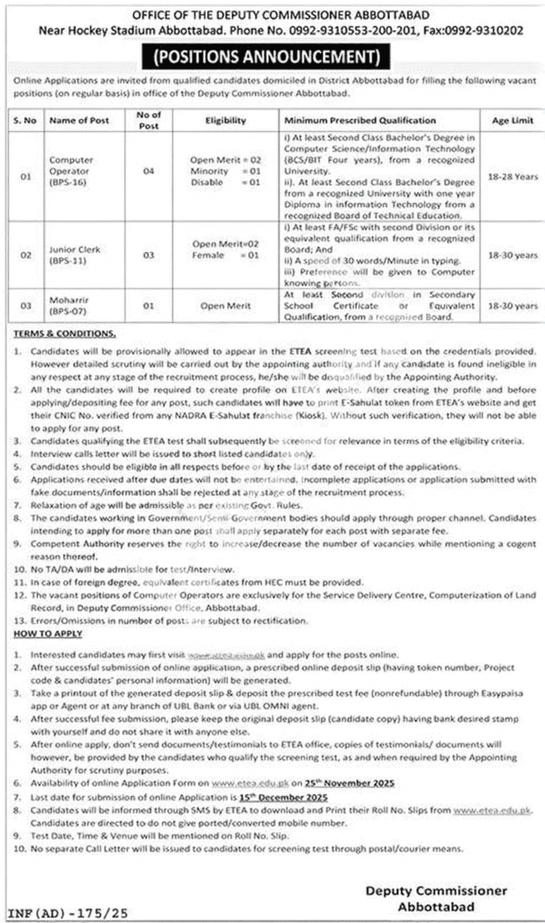Deputy Commissioner Abbottabad ADVERTISEMENT