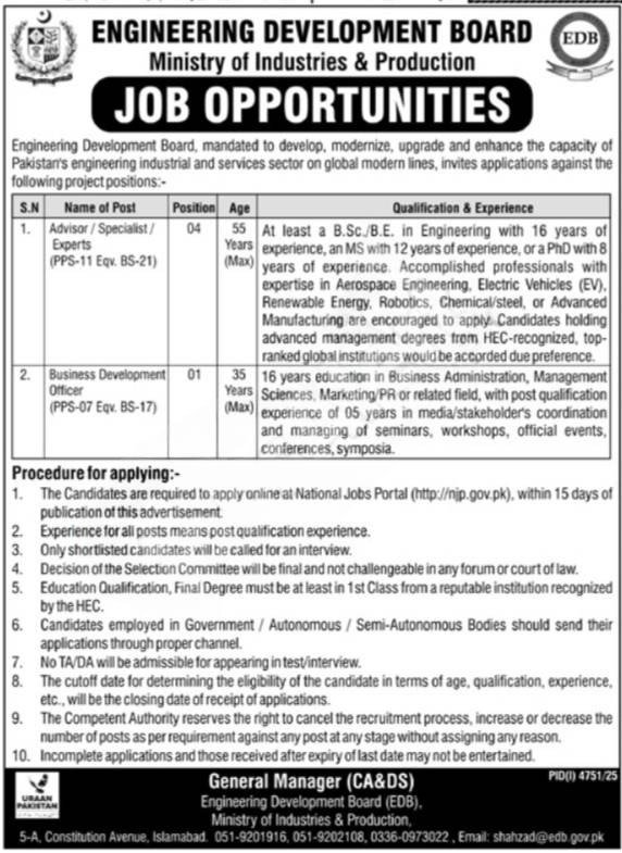 EDB Jobs 2025 advertisment