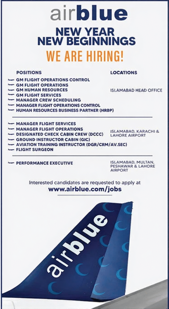 Airblue Jobs 2025 advertisement