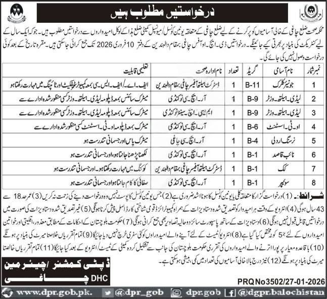 Health Department Chagai Jobs 2026 advertisment