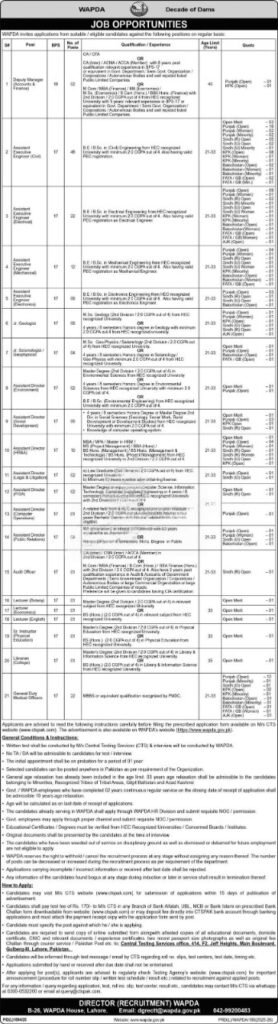 WAPDA Jobs advertisement