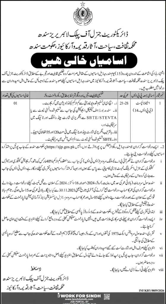 Sindh Government Jobs advertisement