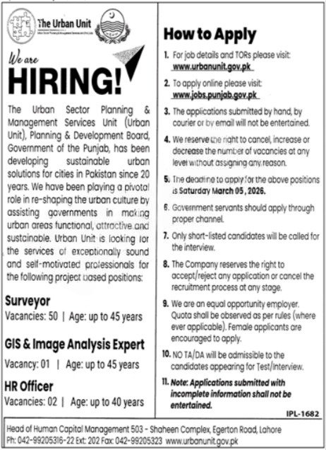 Urban Unit Jobs 2026 advertisement