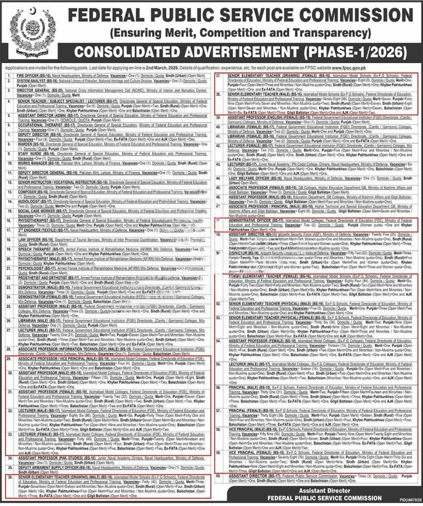 FPSC Jobs 2026 advertisement