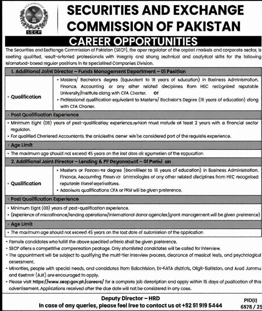 SECP Jobs 2026 Islamabad government career opportunities