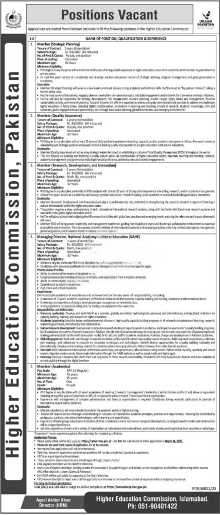 HEC Jobs 2026 advertisement