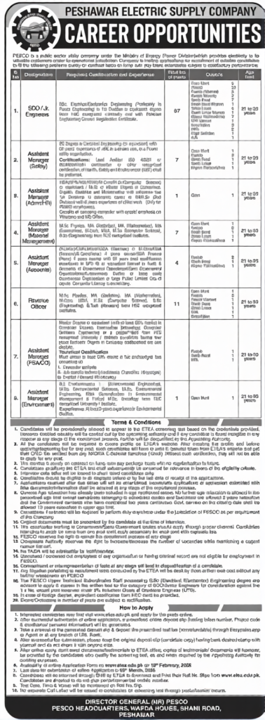 PESCO Jobs 2026 – Apply Online for Technical and Administrative Positions in Khyber Pakhtunkhwa