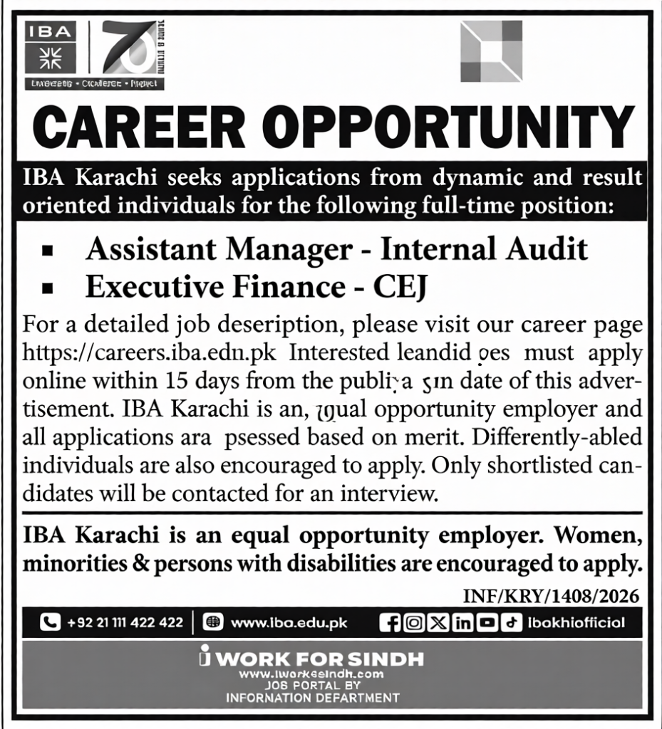 IBA Karachi Jobs 2026 official advertisement