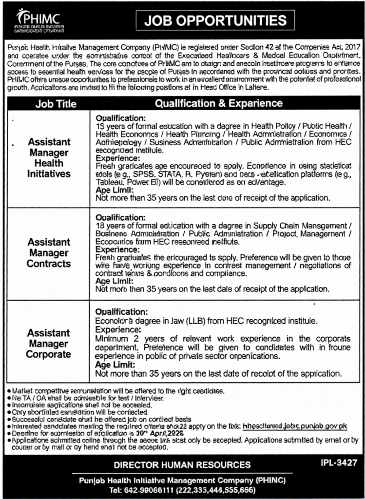 PHIMC Jobs 2026 official advertisement