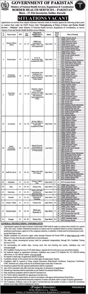 Border Health Services Pakistan Jobs 2026 advertisement