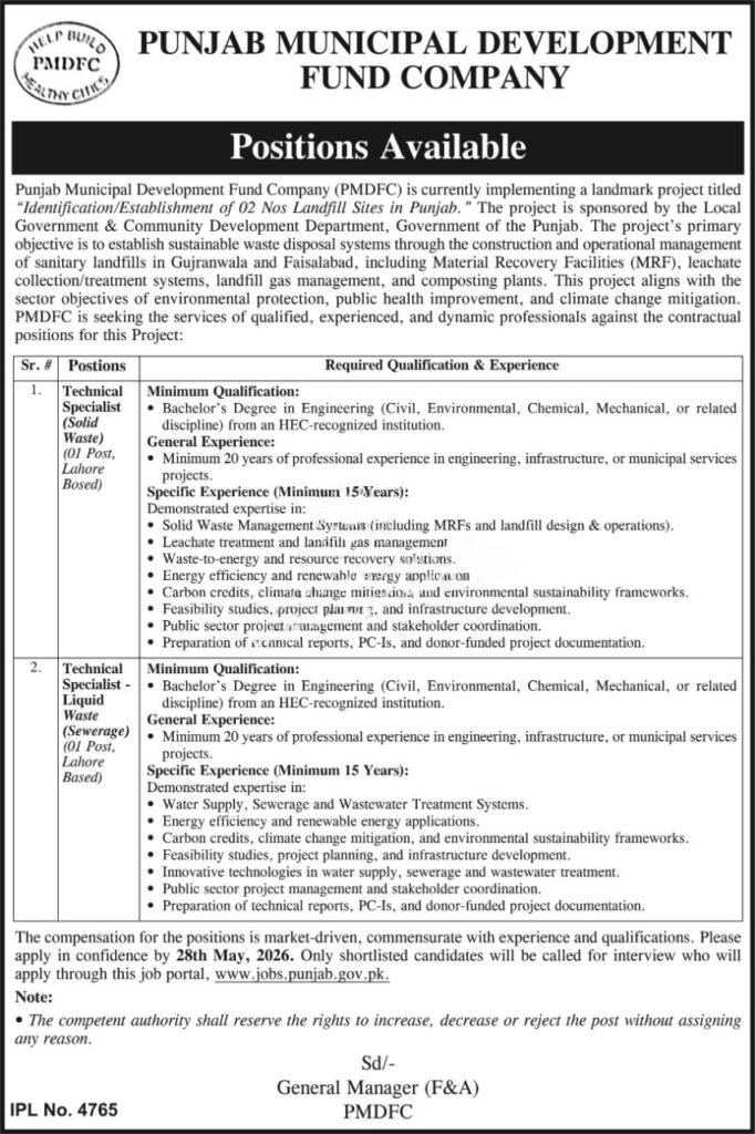 PMDFC Jobs 2026 Advertisement