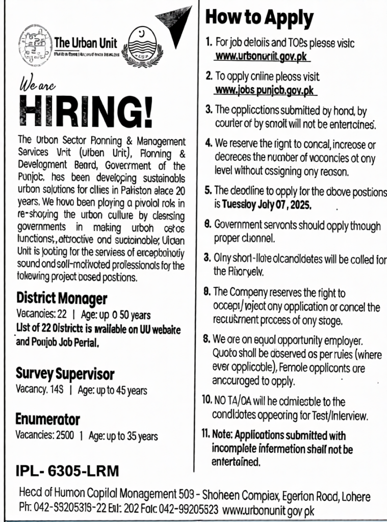 The Urban Unit Jobs 2026 Apply Online ADVERTISEMENT