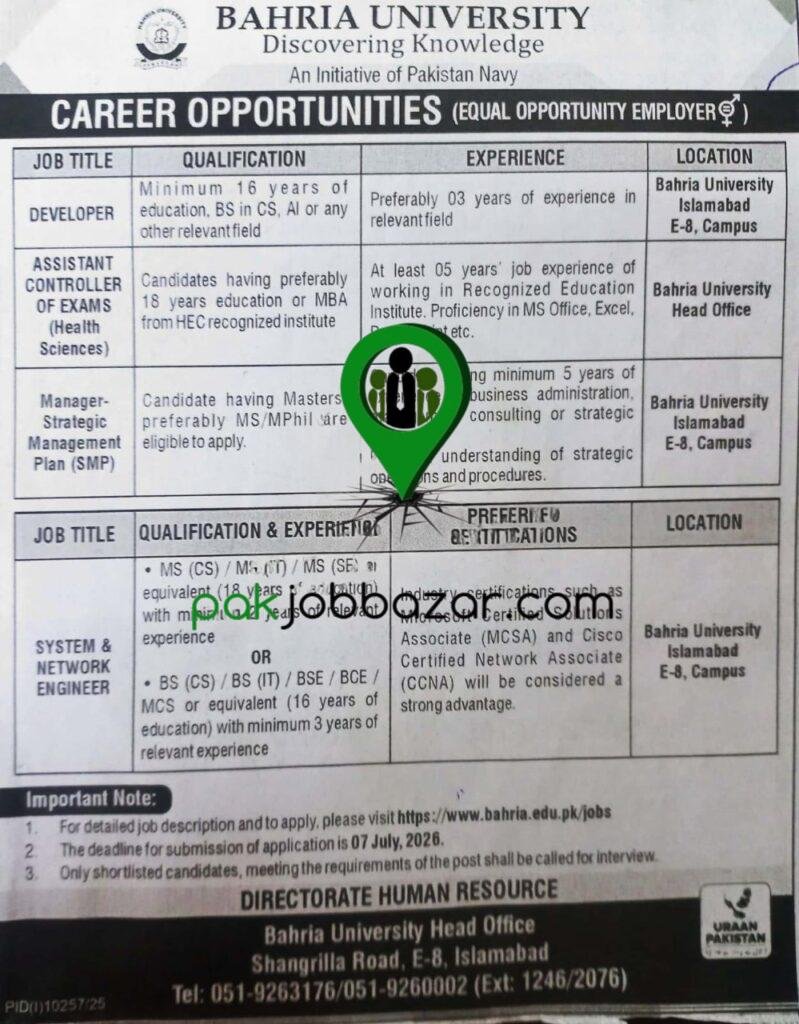 Bahria University Jobs 2025 Advertisement