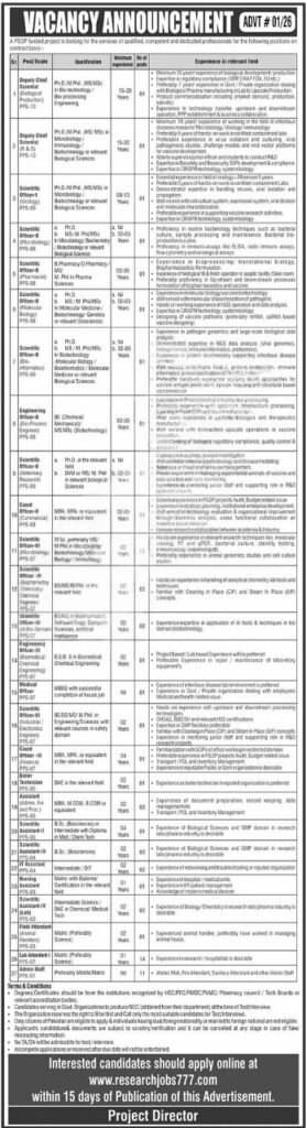 Research Jobs 2026 PSDP Project Government Jobs Pakistan