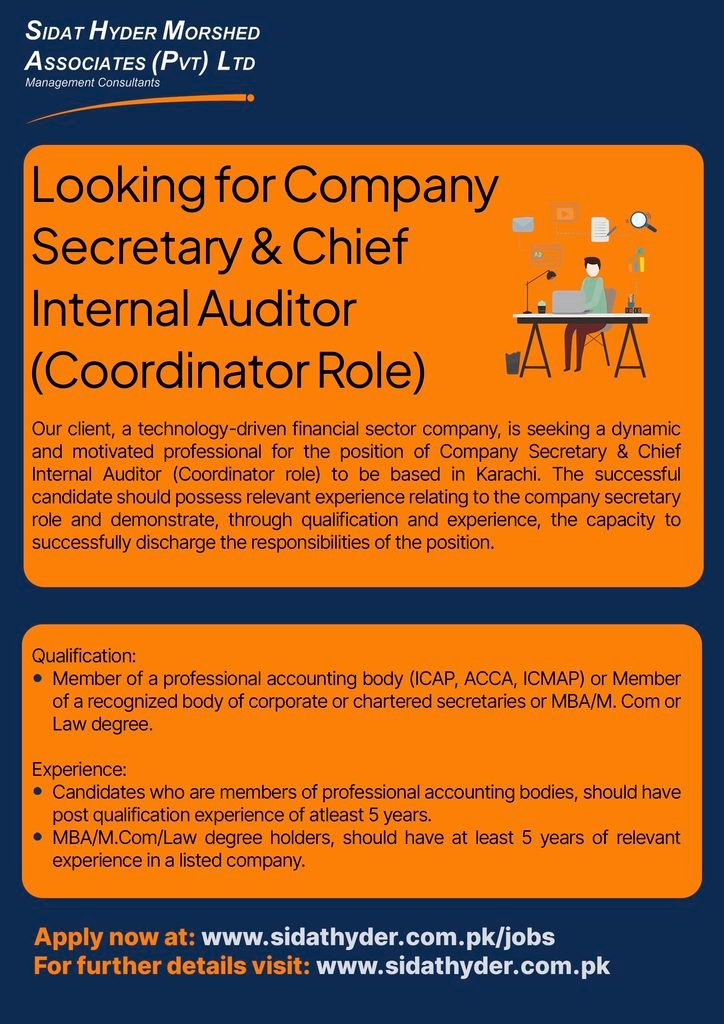 Company Secretary and Chief Internal Auditor Jobs 2026 advertisement