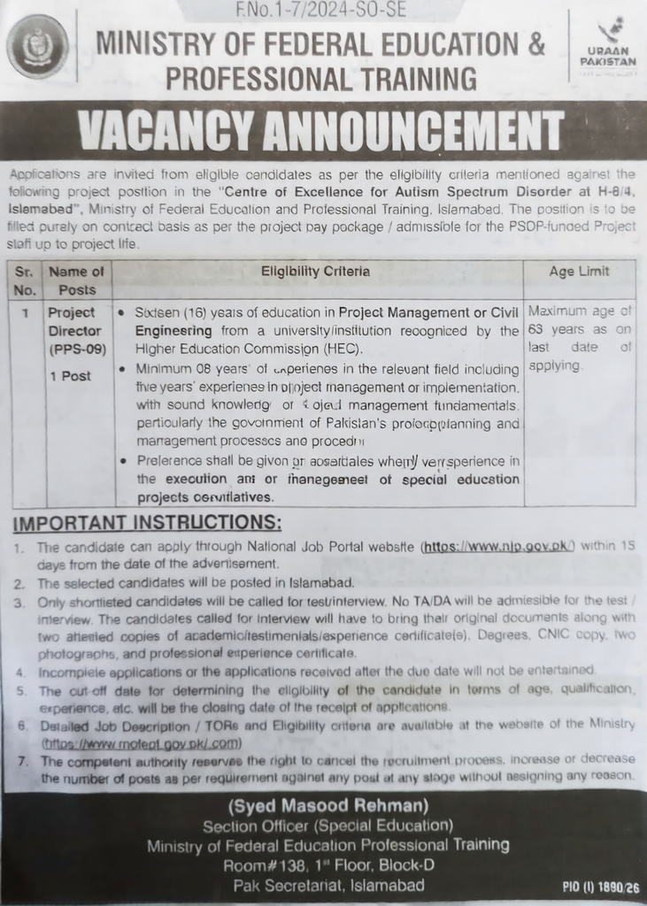Punjab Affordable Housing Program Jobs 2026 Quantity Surveyor advertisement