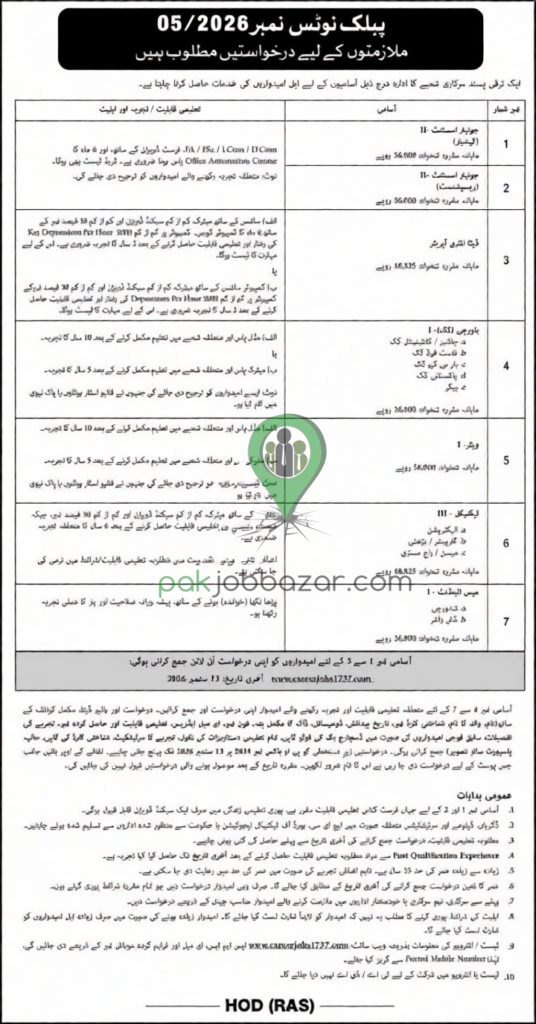 Public Notice No. 05/2026 Jobs 2026 – Junior Assistant, Data Entry Operator, Cook and Technical Staff