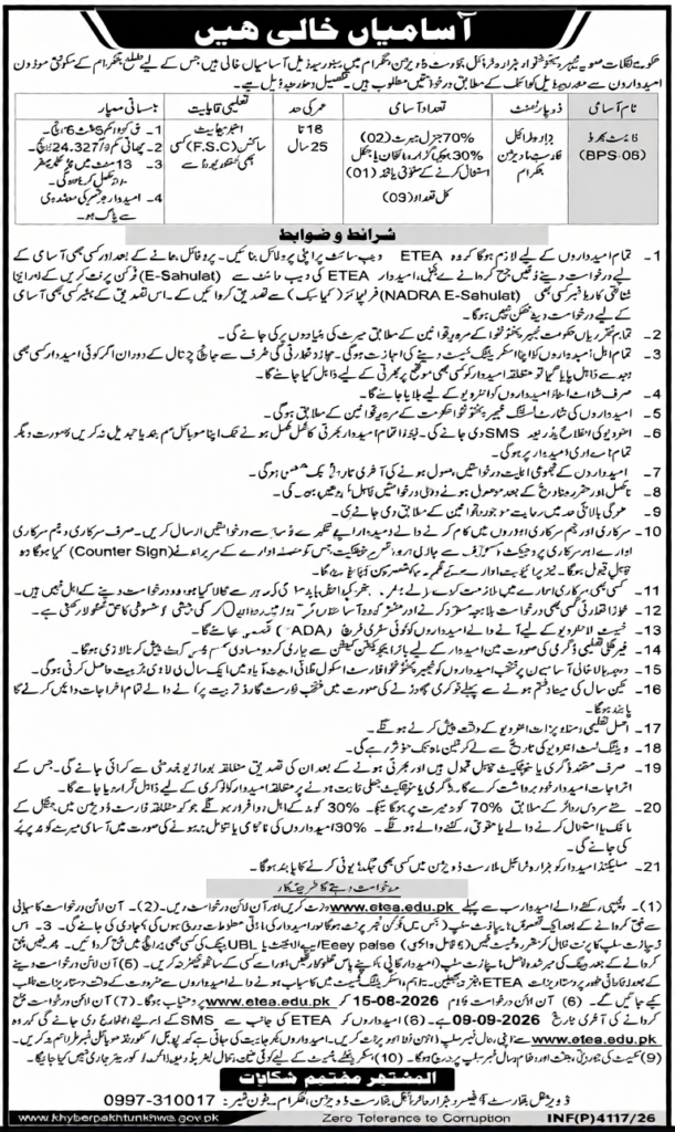 KPK Forest Guard Jobs 2026 BPS-08 Apply Online Through ETEA