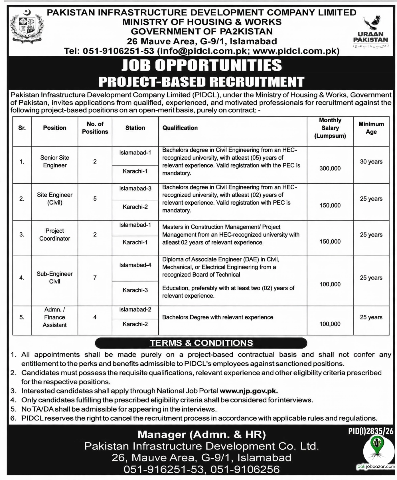 PIDCL Jobs 2026 advertisement