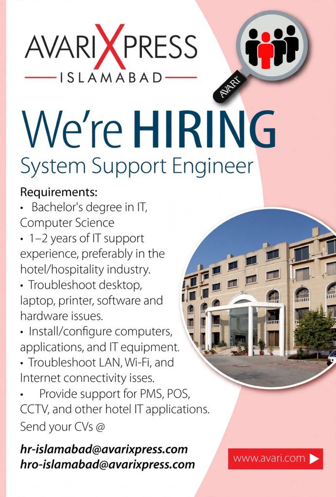 Avari Xpress Islamabad Jobs 2026 advertisement